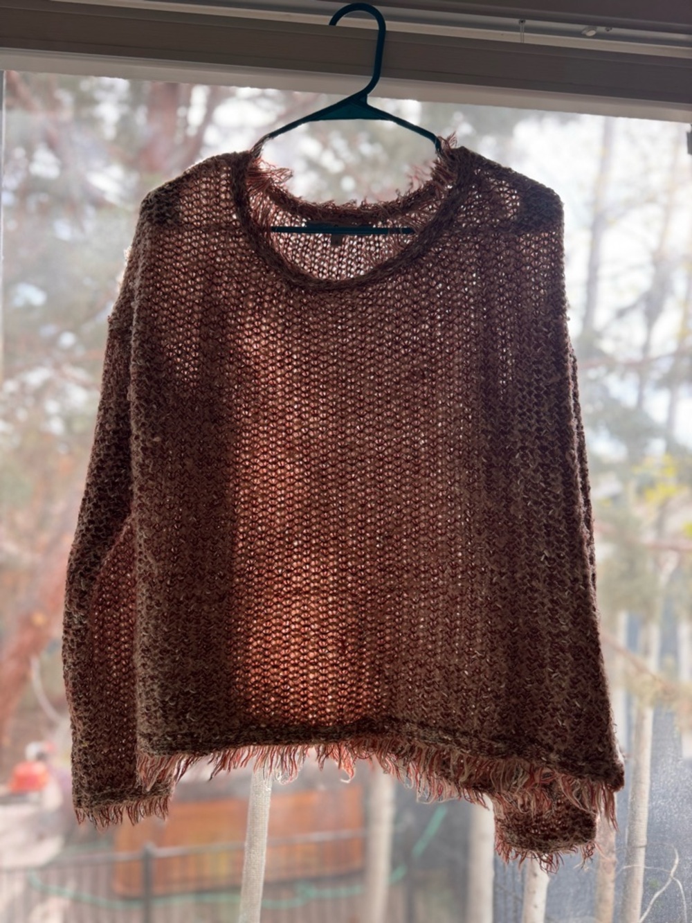 Cozy Fuzzy Knit Women's Sweater - Rust Brown